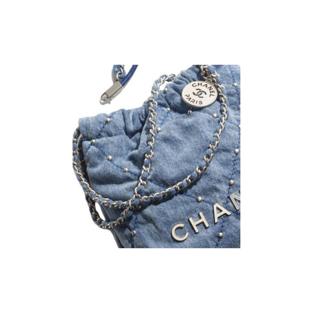 Chanel Mini 22 Handbag Denim With Rivet