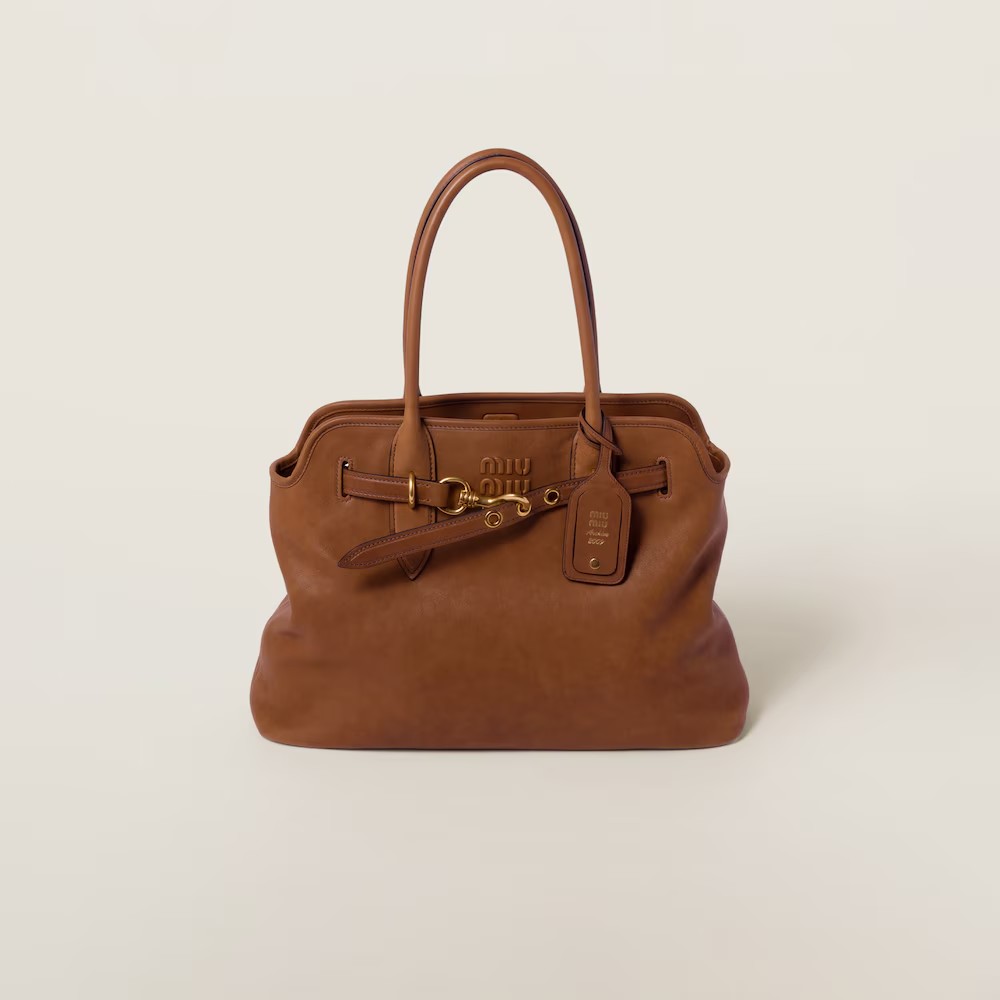 Aventure Nappa Leather Handbag Oak Color