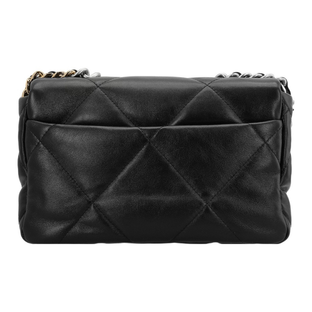 Chanel 19 Silver Hardware Handbag Black 