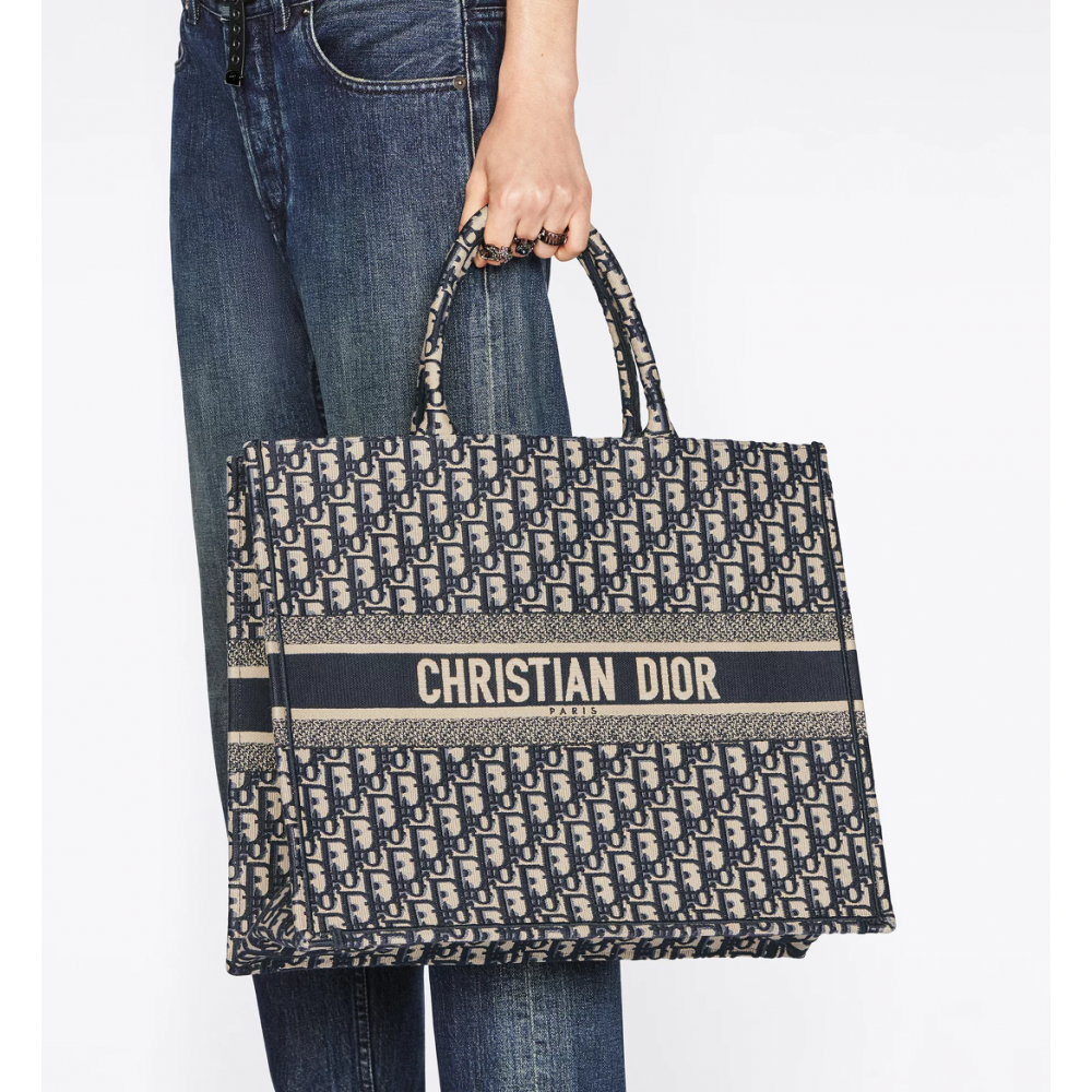 Ecru And Blue Dior Book Tote Ecru And Blue Dior Book Tote