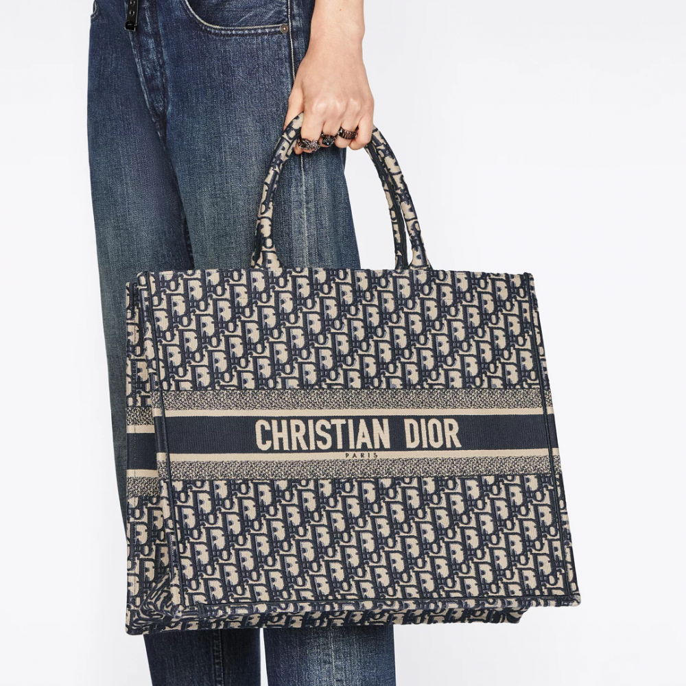 Ecru And Blue Dior Book Tote
