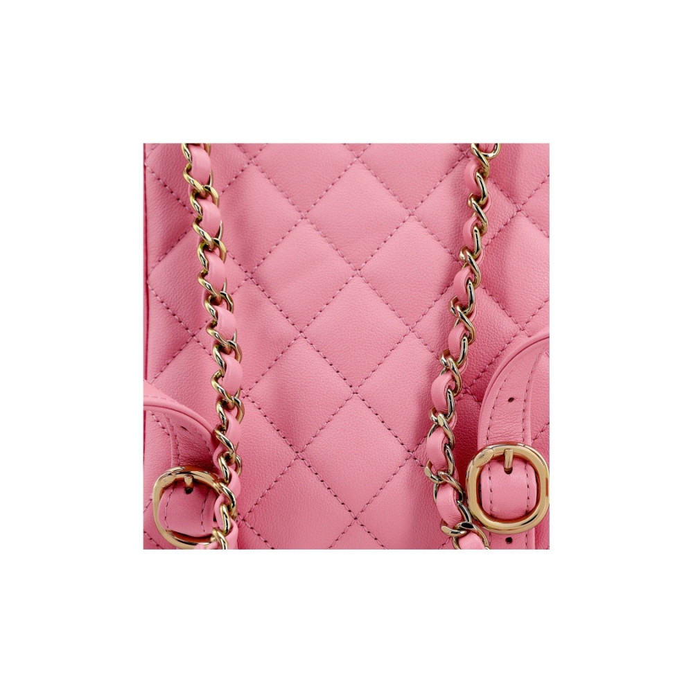 Chanel Grainer Shiny Calfskin Backpack  Pink