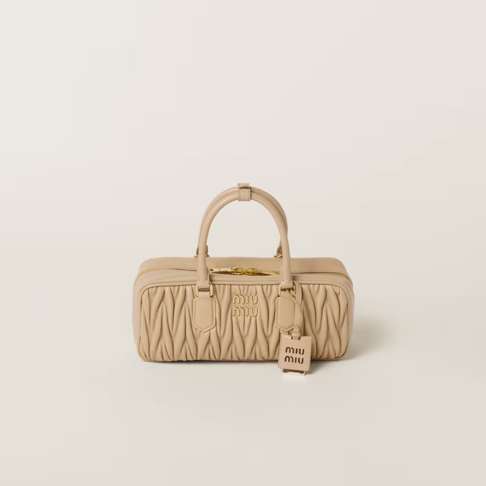 Arcadie Matelassé Large Soft Lamb Leather Handbag Sandy Yellow