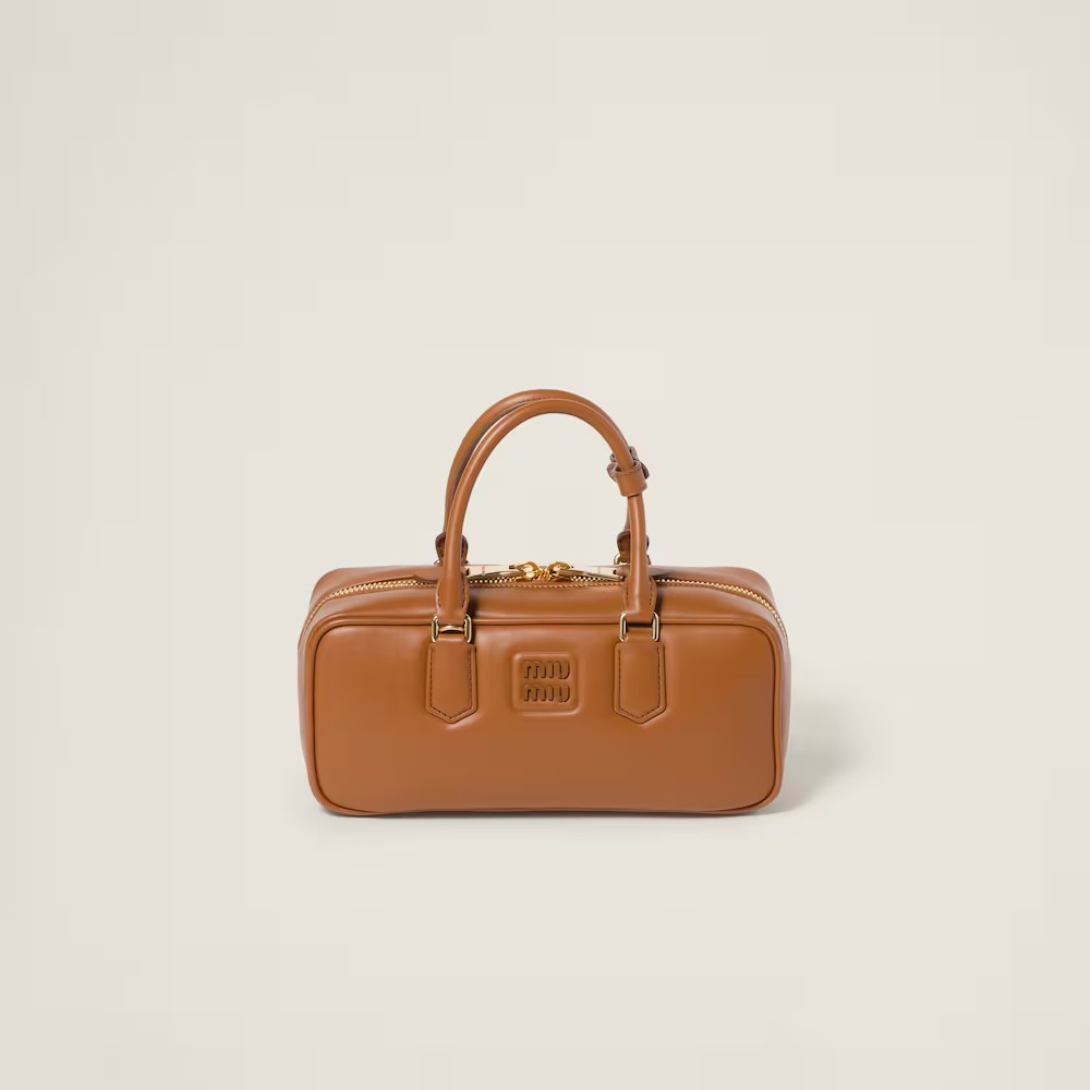 Arcadie Leather Large Handbag Cognac Color