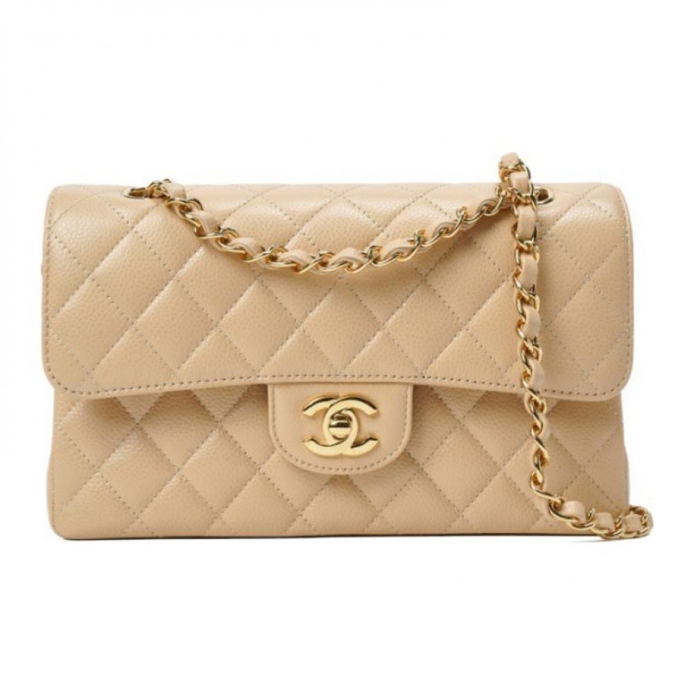 Chanel Grained Calfskin Classic Handbag Apricot