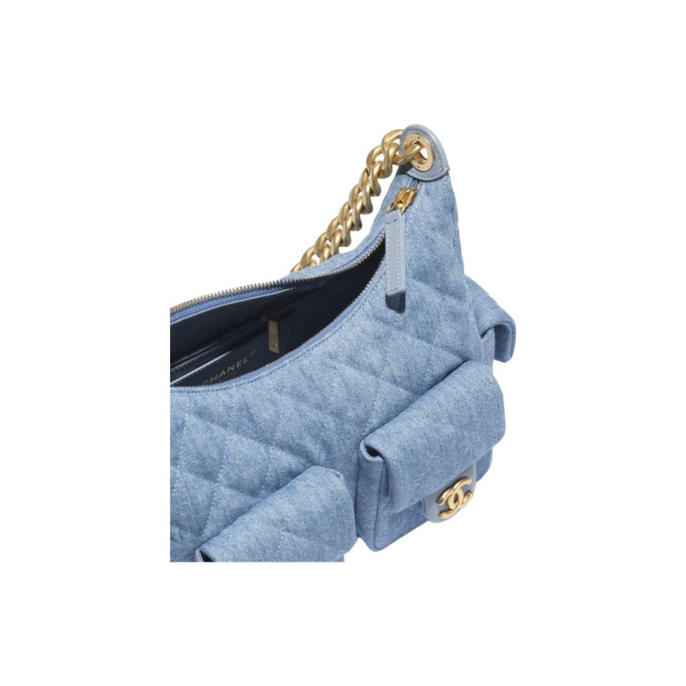Chanel 25C Washed Denim Hobo Bag Blue