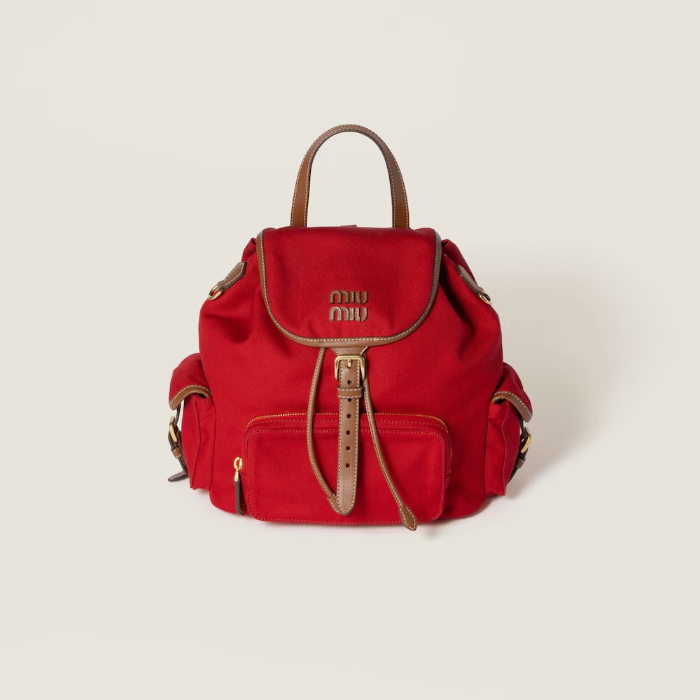 Miumiu Canvas And Leather Backpack Large