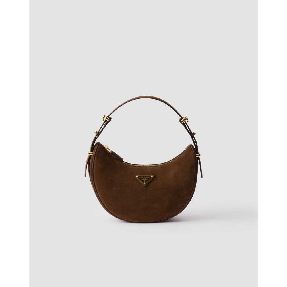 Prada Arqué Suede Leather Shoulder Bag