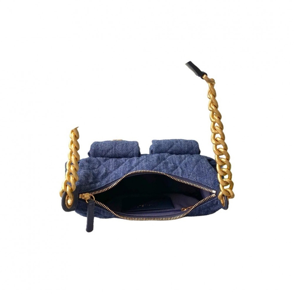 Chanel 25Cwashed Denim Hobo Bag Dark Blue
