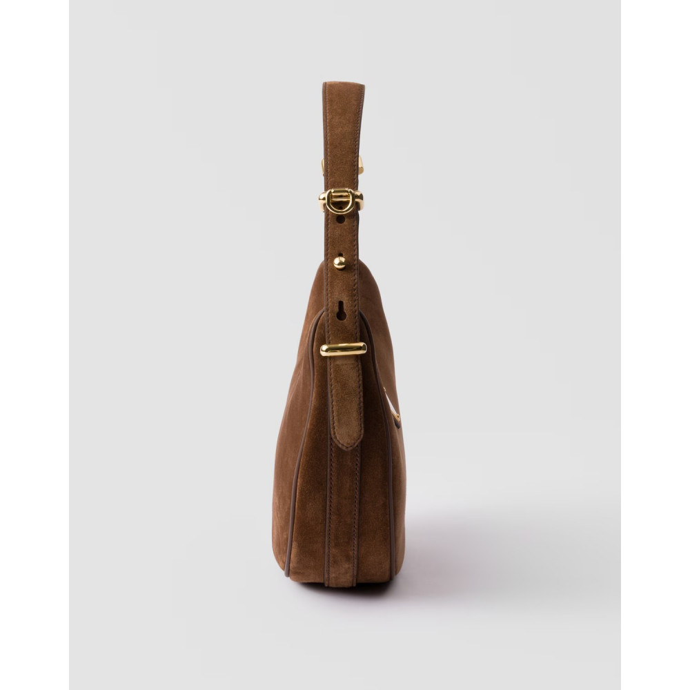 Prada Arqué Suede Leather Shoulder Bag