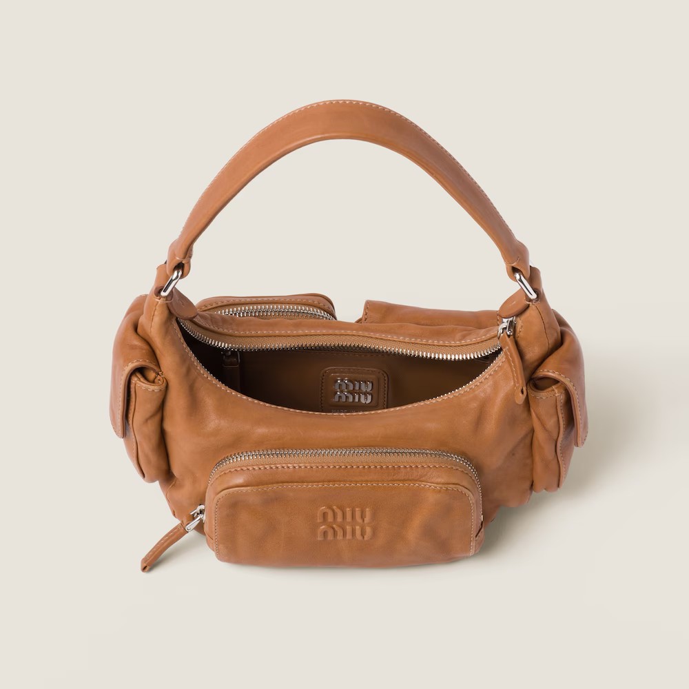 Pocket Nappa Leather Pouch Caramel Color
