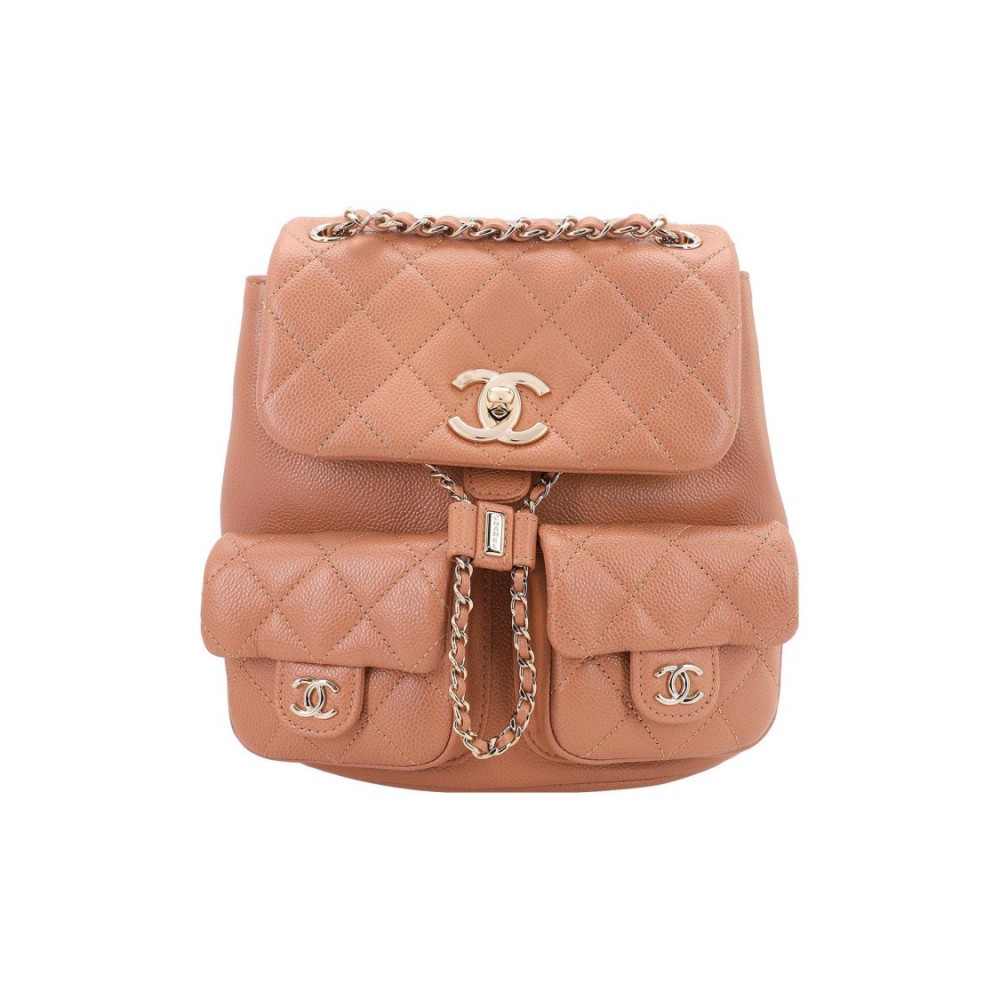 Chanel Grained Calfskin Backpack Brown