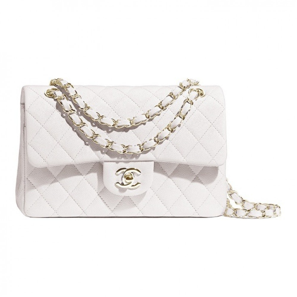 Chanel Grained Calfskin Classic Handbag White