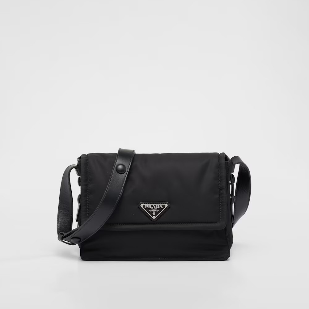 Small-Filled Re-Nylon Shoulder Bag Black