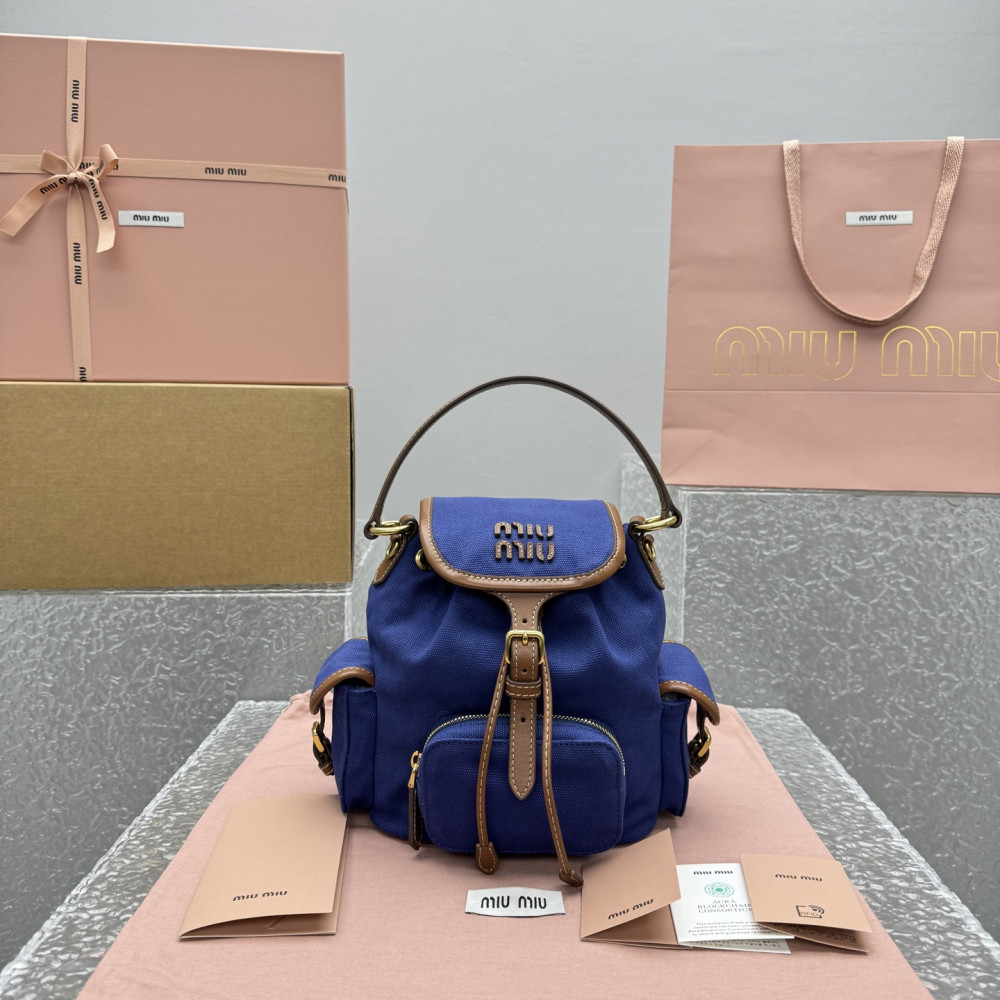 Miumiu Canvas And Leather Backpack