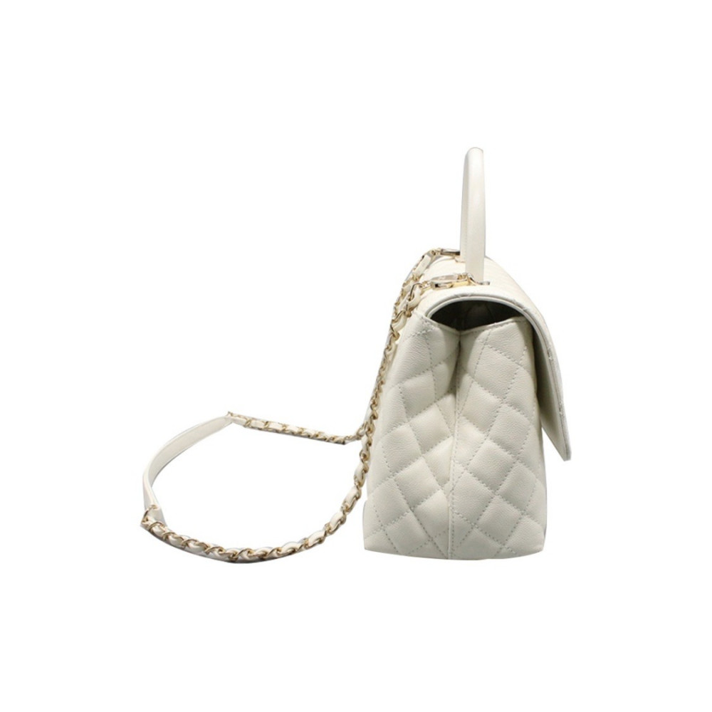 Chanel Classic Caviar Cocohandle White