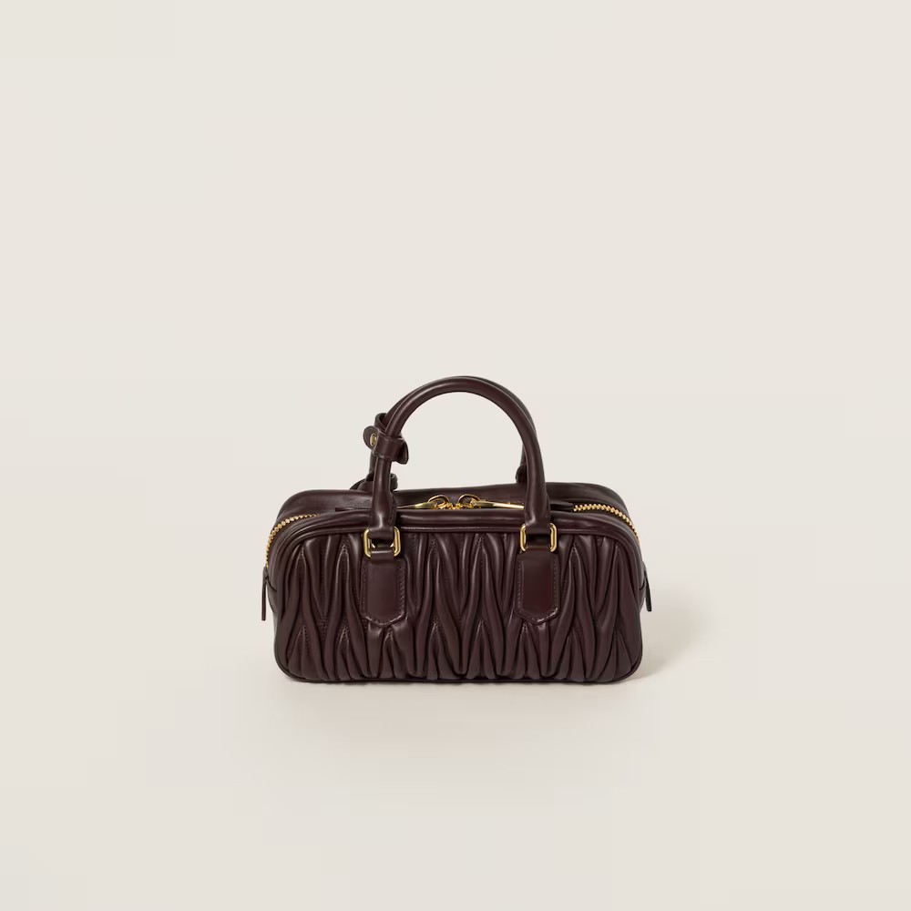 Arcadie Matelassé Small Soft Lamb Leather Handbag Shrubby Oak Color