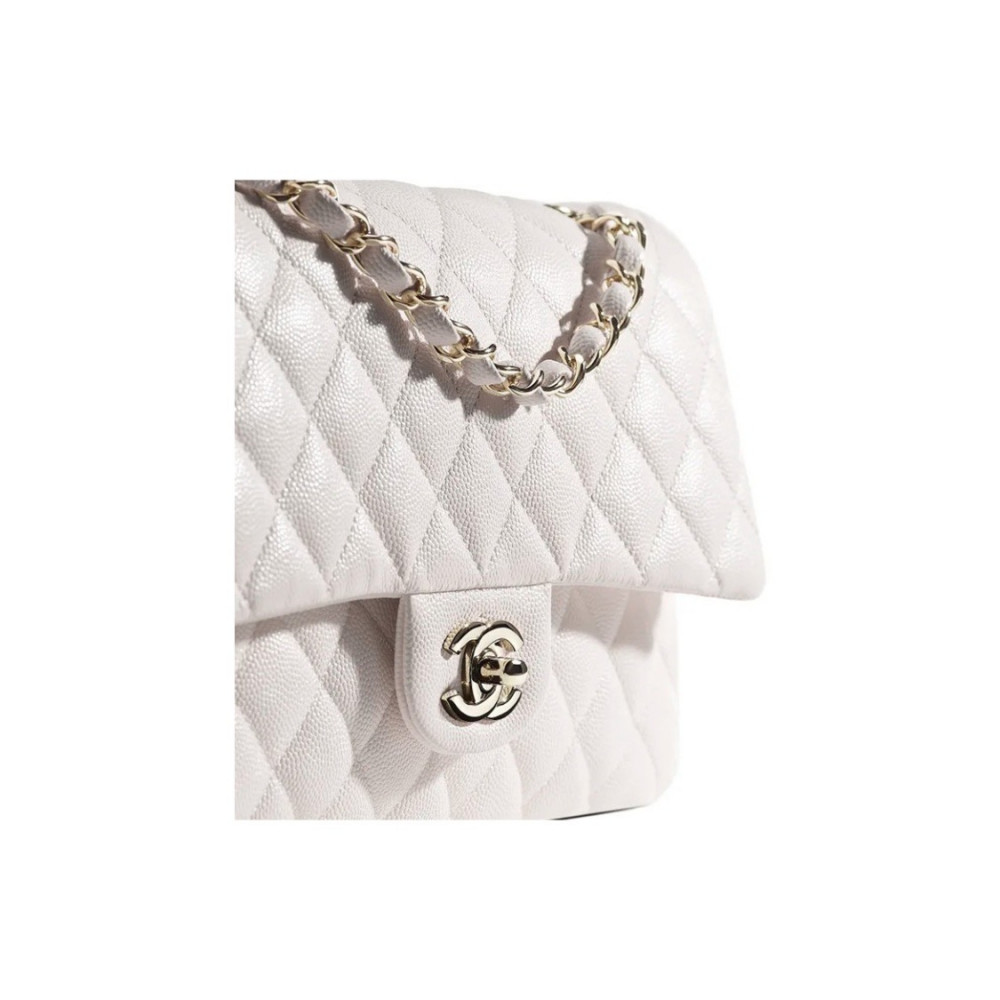 Chanel Grained Calfskin Classic Handbag White