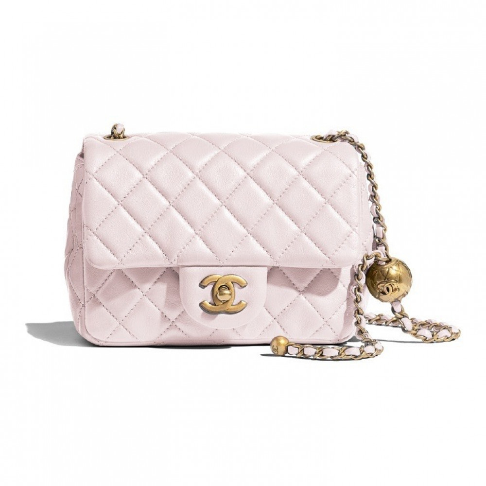 Chanel Classic Flap Bag With Gold Ball Purple