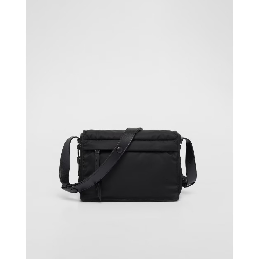 Small-Filled Re-Nylon Shoulder Bag Black