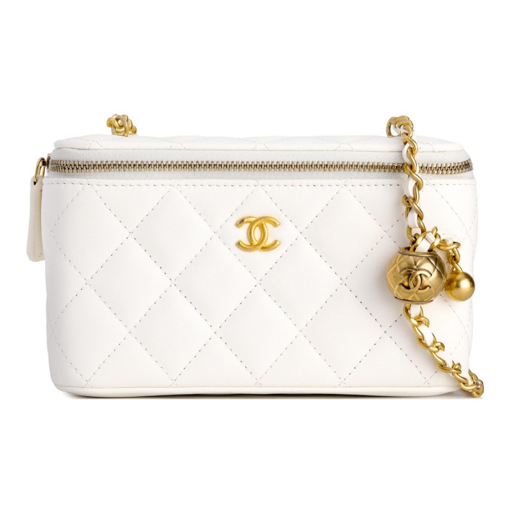 Chanel Vanity Box Clutch With Chain White