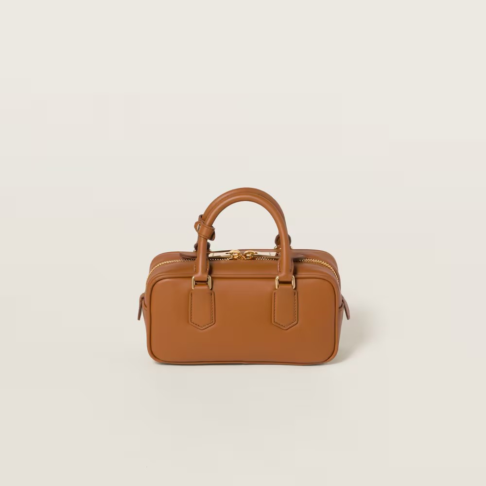Arcadie Leather Small Handbag Cognac Color
