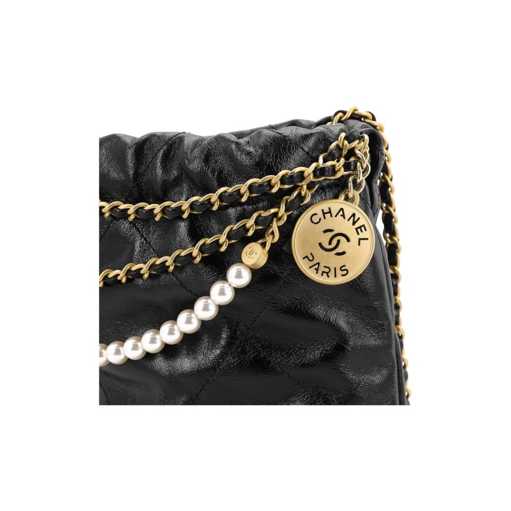 Chanel 22 Mini Handbag With Pearl Chain