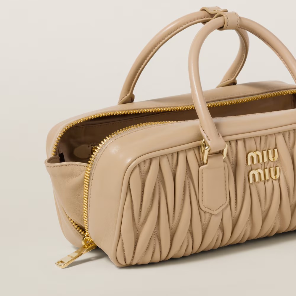 Arcadie Matelassé Large Soft Lamb Leather Handbag Sandy Yellow