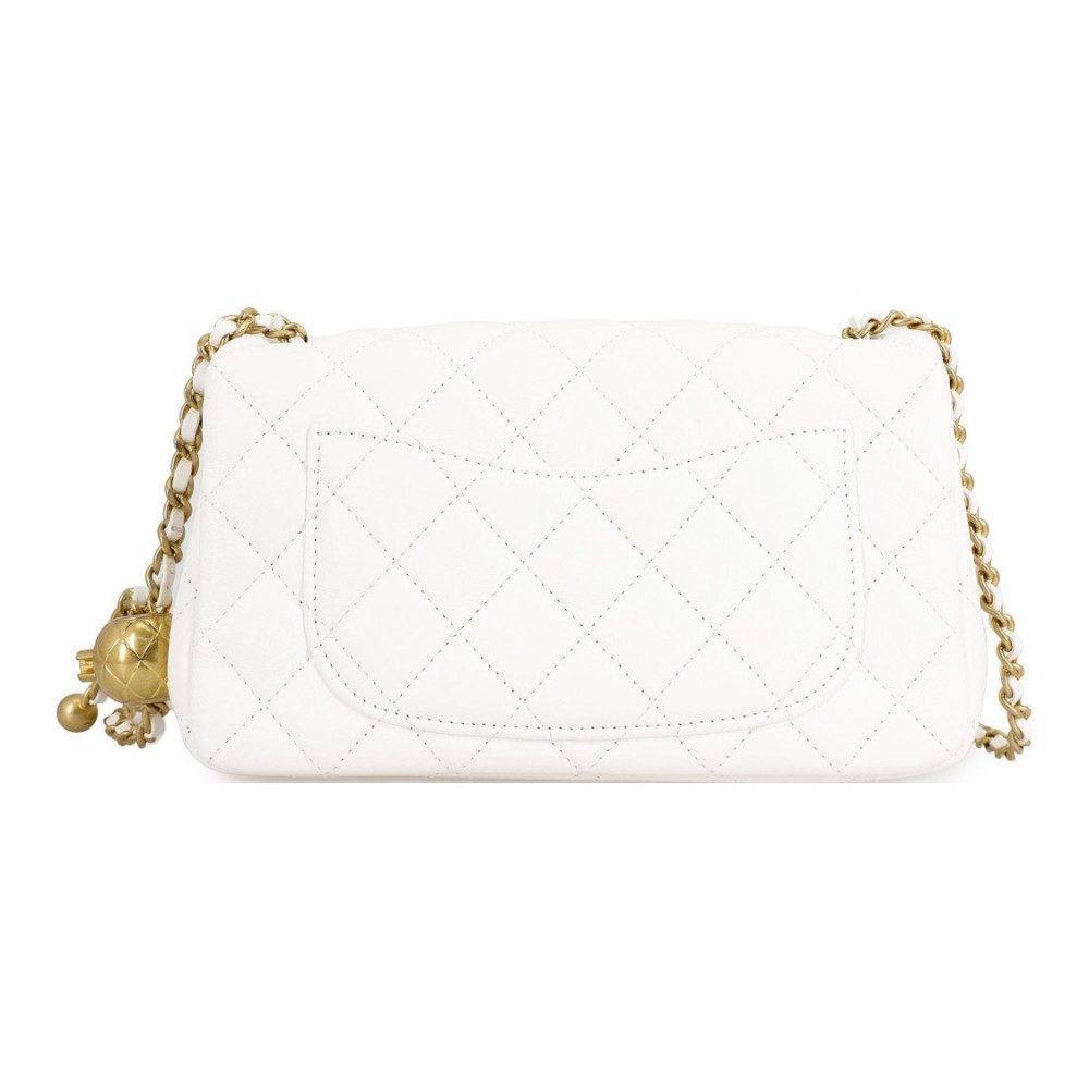 Chanel Flap Bag Gold Ball White
