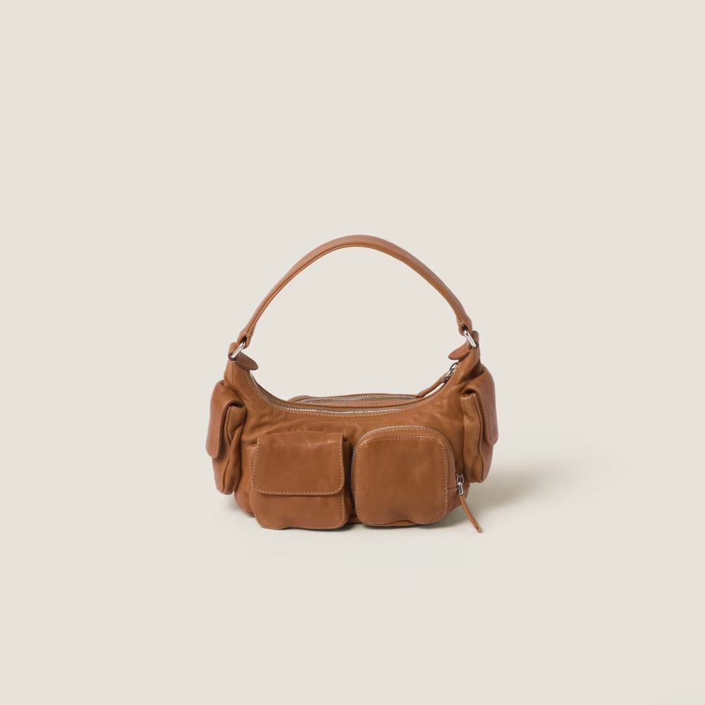 Pocket Nappa Leather Pouch Caramel Color