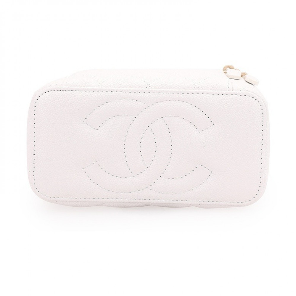 Chanel 23P Long Box With Chain White