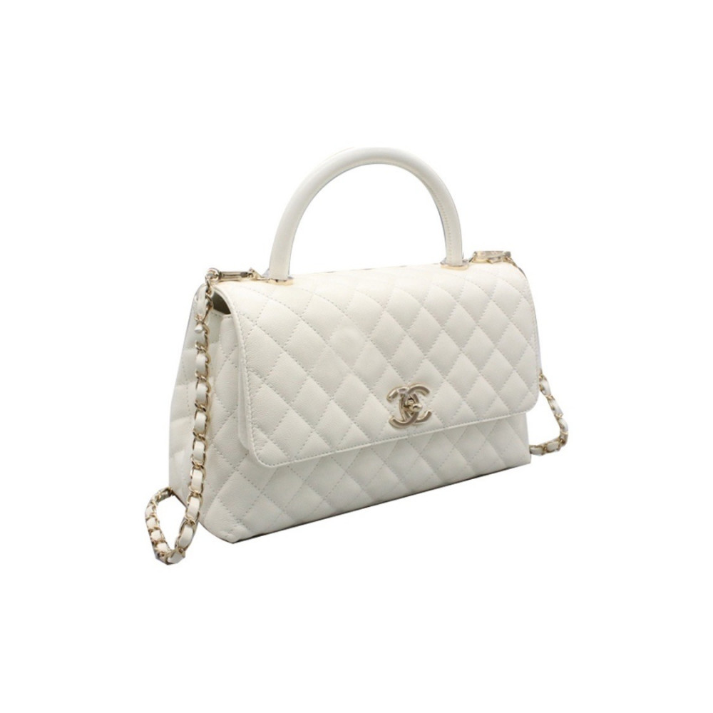 Chanel Classic Caviar Cocohandle White