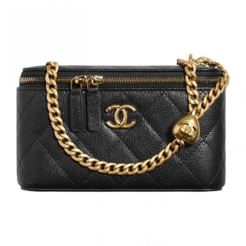 Chanel 23P Long Box With Chain Black