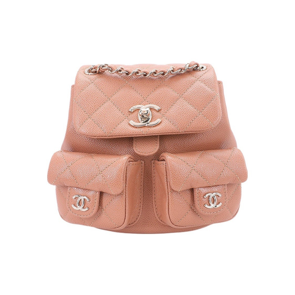 Chanel Grained Calfskin Backpack Brown