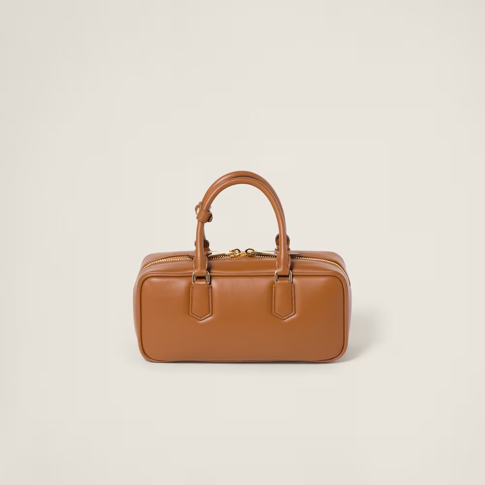 Arcadie Leather Large Handbag Cognac Color