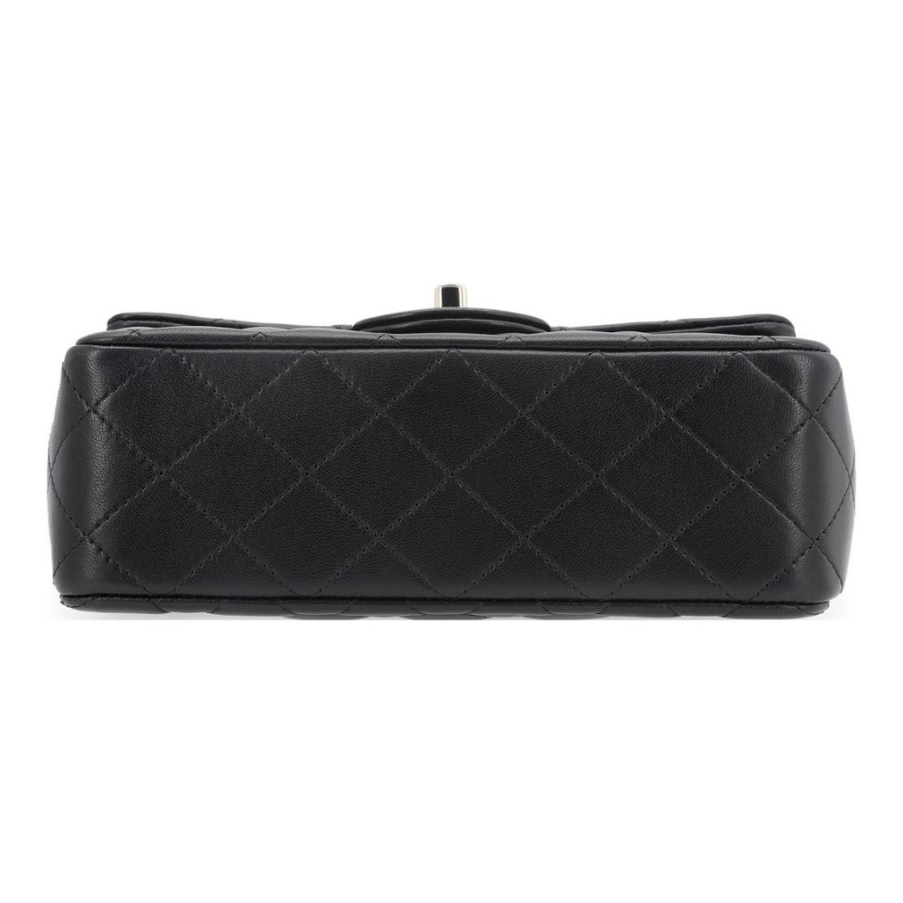 Chanel Mini Flap Bag With Top Hansle In Pearly Lambskin Black