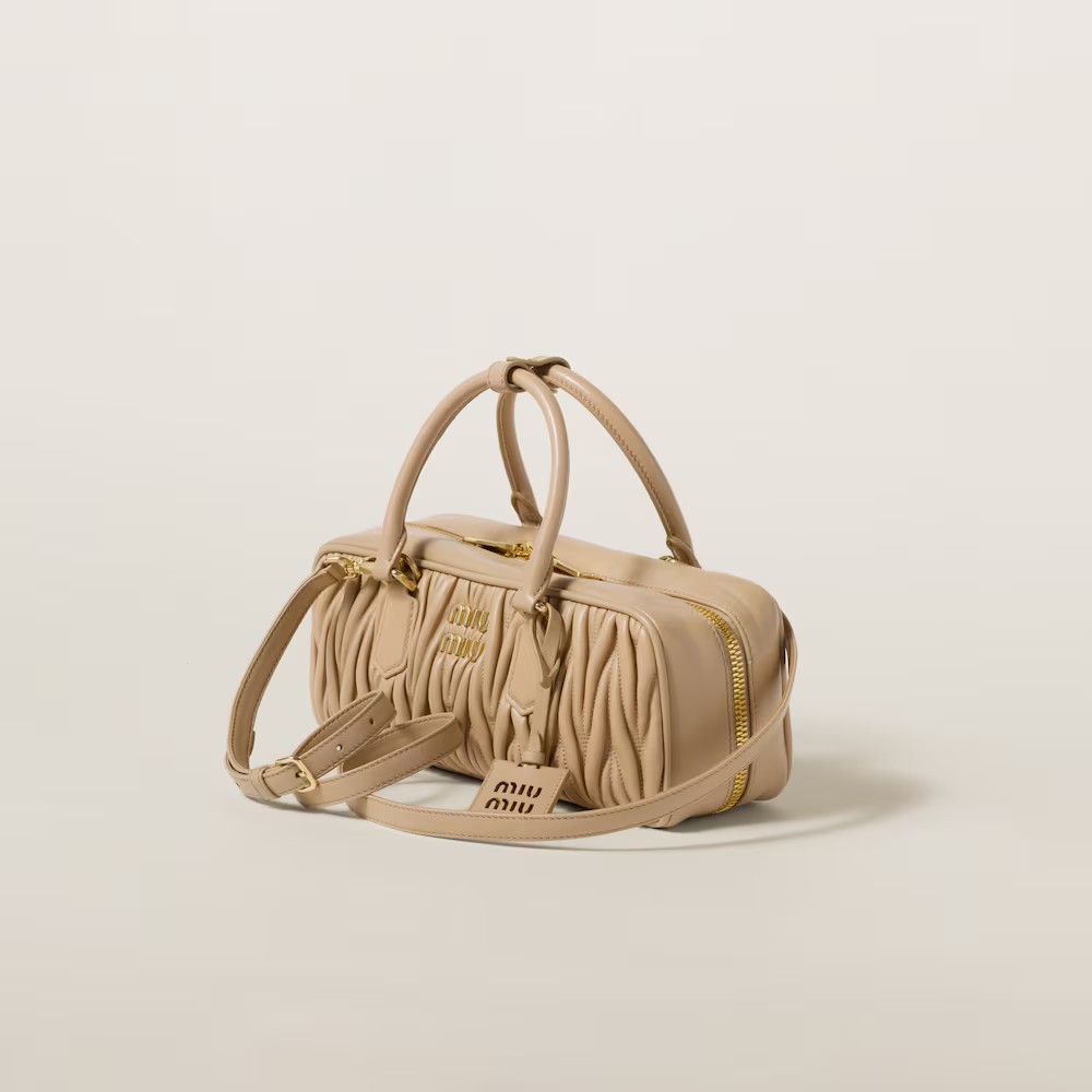 Arcadie Matelassé Large Soft Lamb Leather Handbag Sandy Yellow