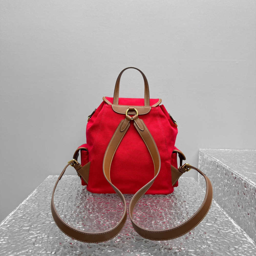 Miumiu Canvas And Leather Backpack Large