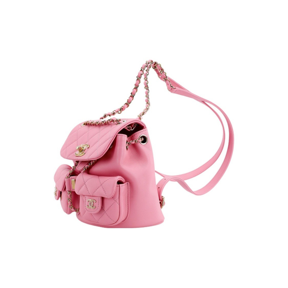 Chanel Grainer Shiny Calfskin Backpack  Pink
