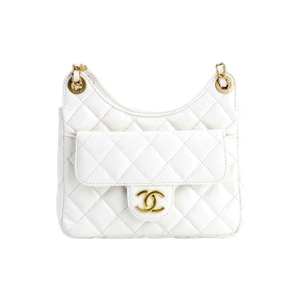 Chanel Shiny Crumpled Calfskin Hobo Handbag
