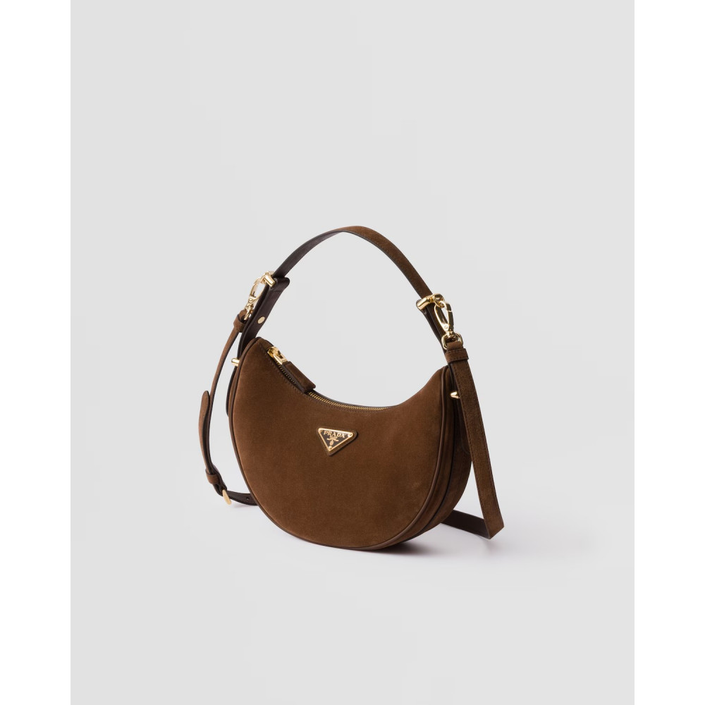 Prada Arqué Suede Leather Shoulder Bag