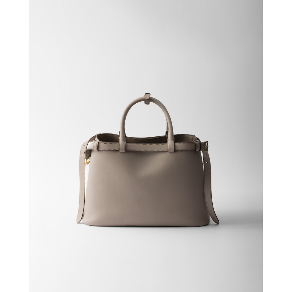 Prada Buckle Medium Leather Double-Belted Handbag