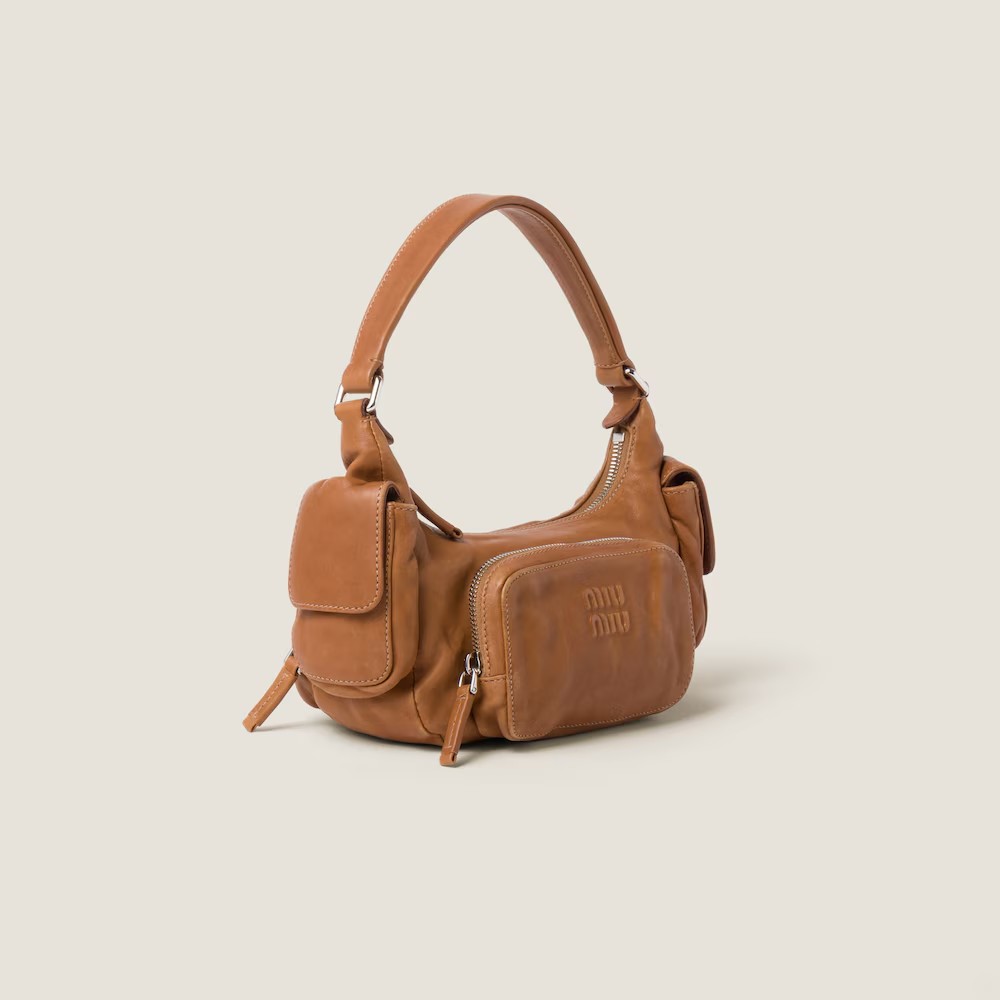 Pocket Nappa Leather Pouch Caramel Color