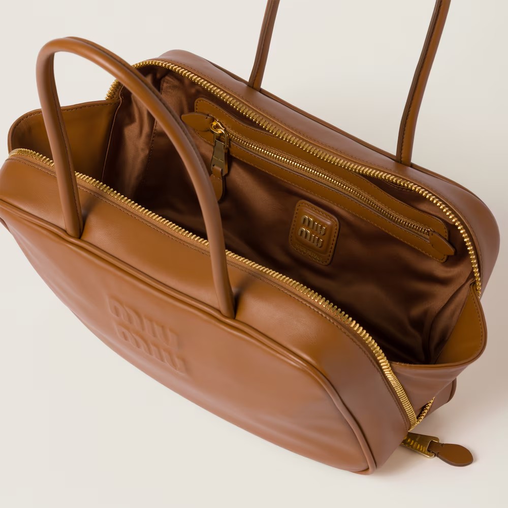 Beau Leather Handbag Cognac Color