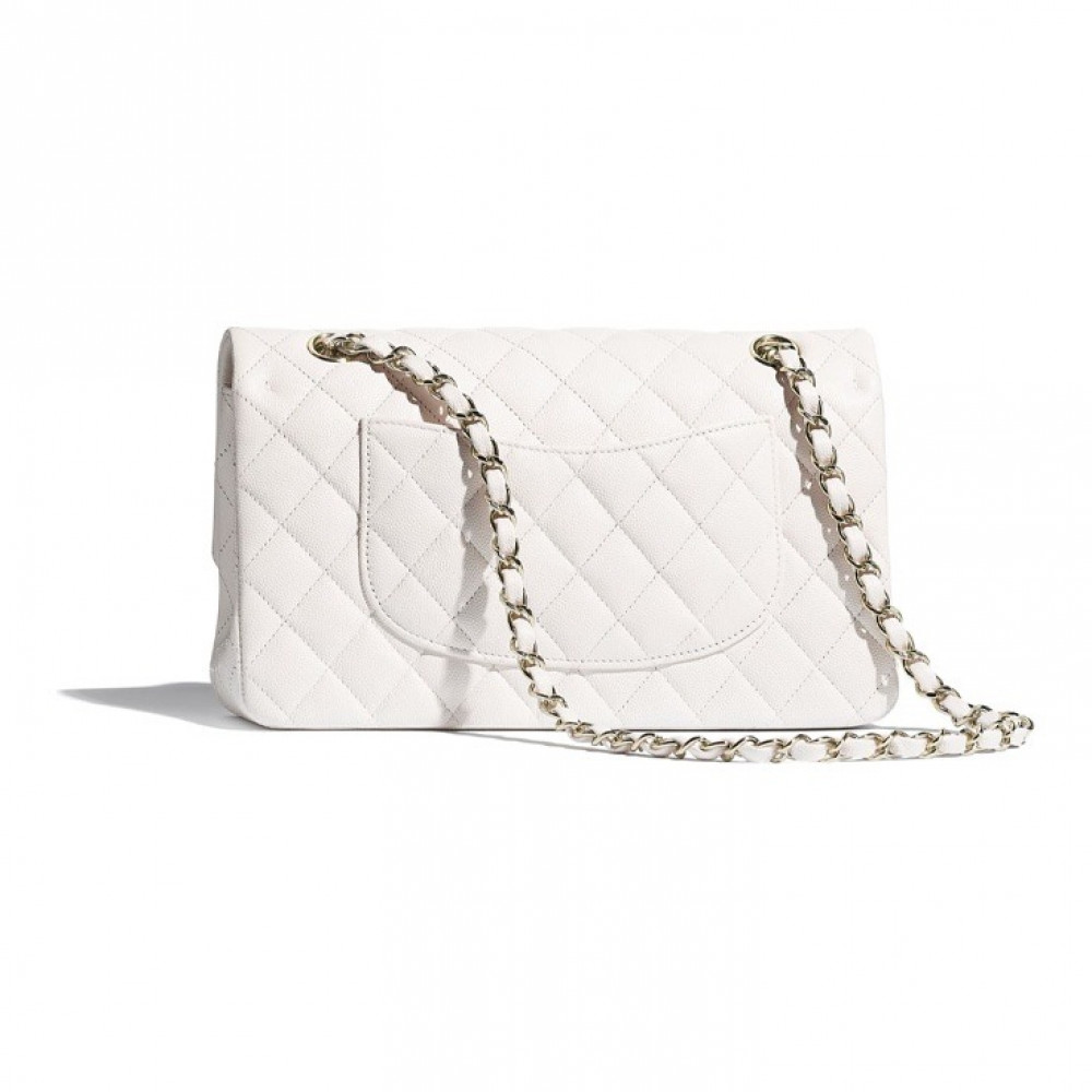 Chanel Grained Calfskin Classic Handbag White