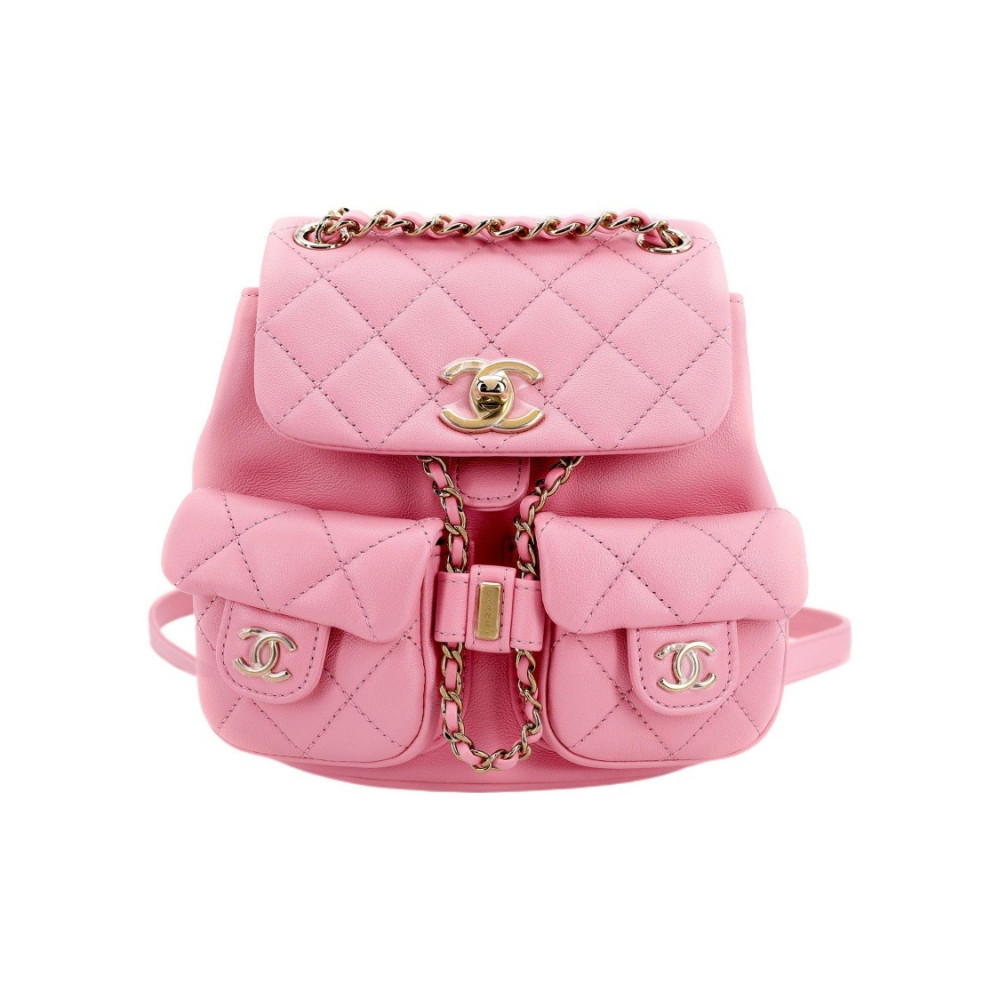 Chanel Grainer Shiny Calfskin Backpack  Pink