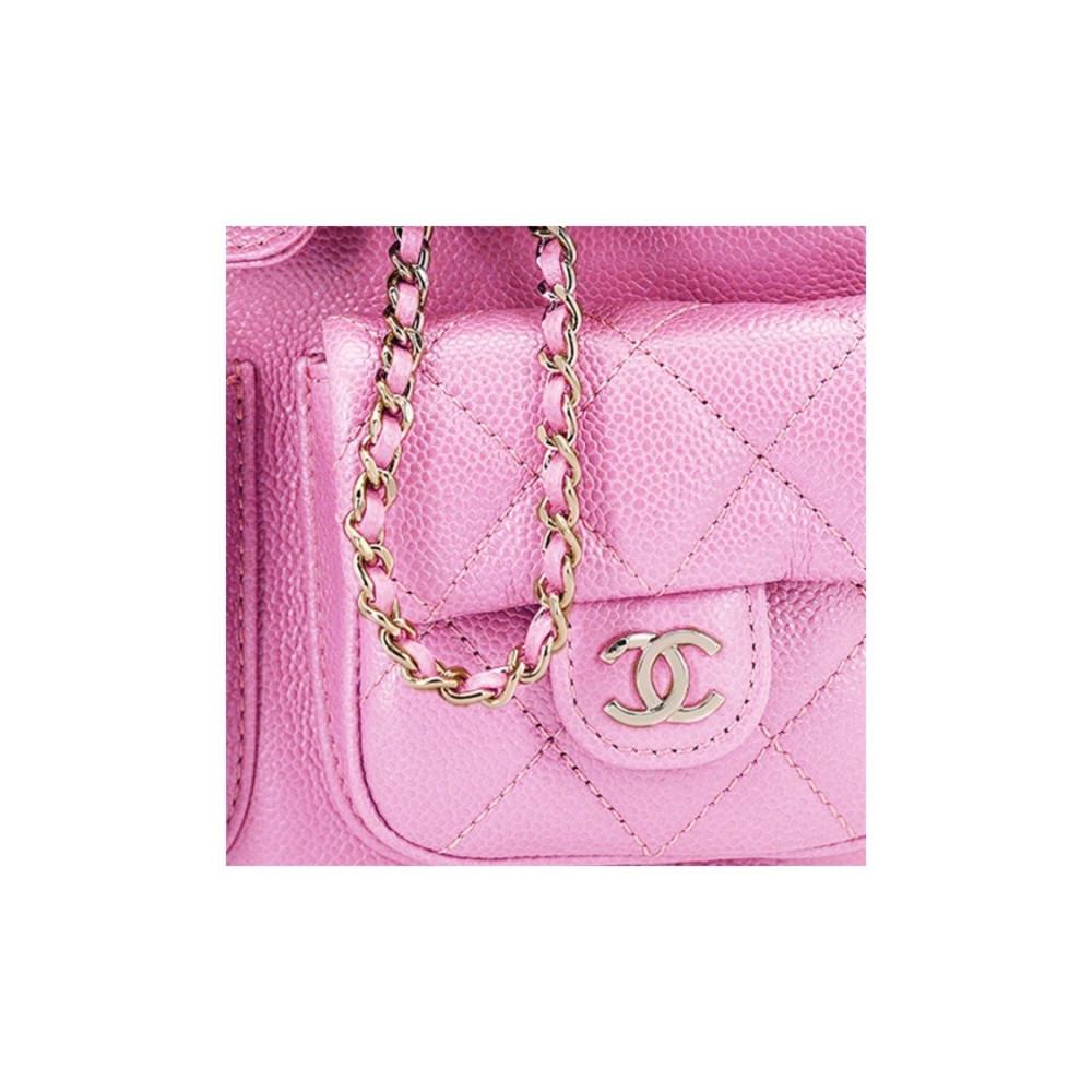 Chanel Grained Calfskin Backpack Lilac