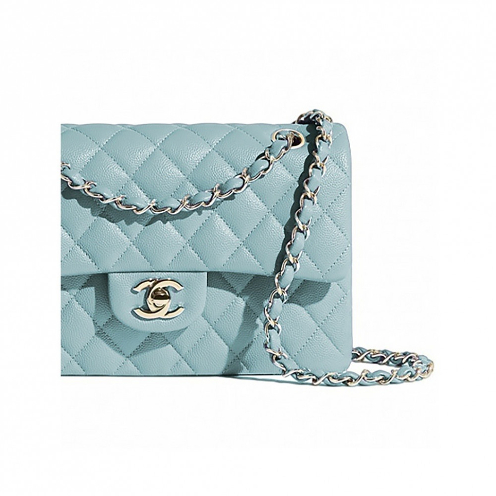 Chanel Grained Calfskin Classic Handbag Bule