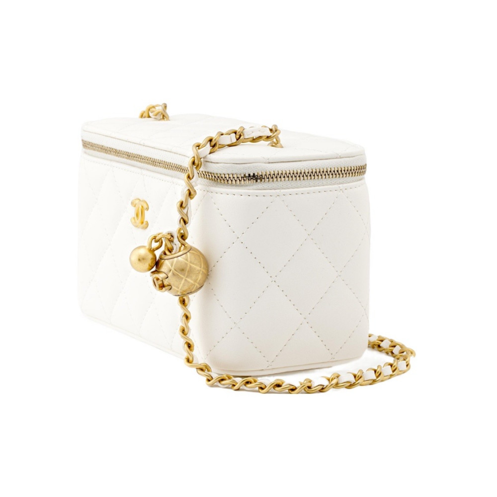 Chanel Vanity Box Clutch With Chain White