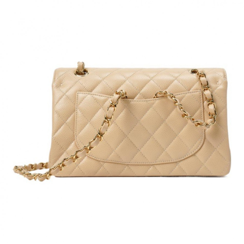 Chanel Grained Calfskin Classic Handbag Apricot